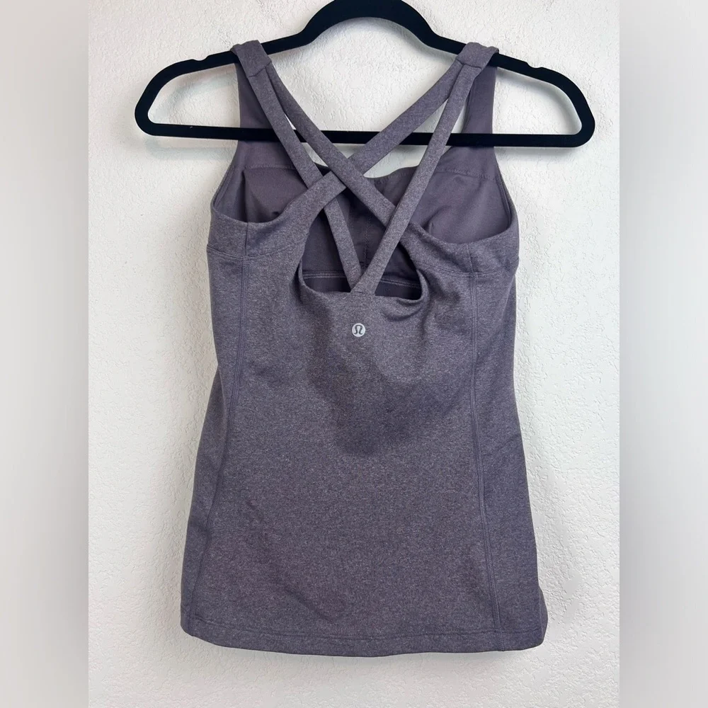 Lululemon Cross It Off Tank Top Heathered Graphite Purple Size 4